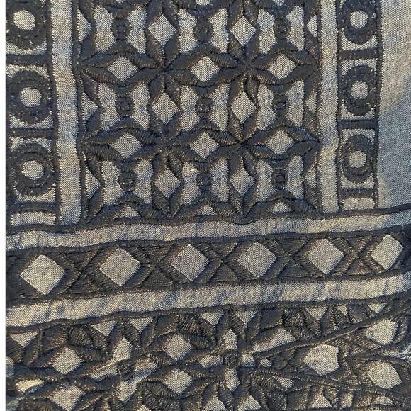 Rose & Rose Anthropologie Chambray Crochet Design Cotton Boho Casual Dress SZ L - Picture 10 of 11